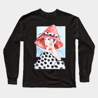 Woman In red hat Long Sleeve T-Shirt